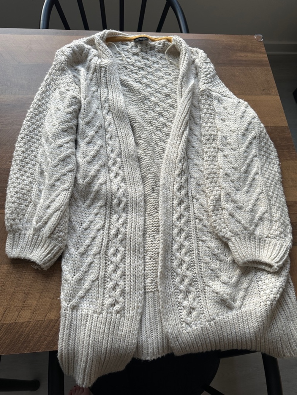 TOPSHOP Cozy Cable-Knit Open Cardigan Sweater - Cream